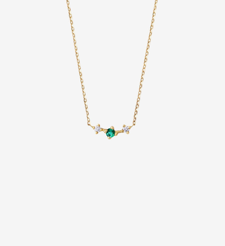 Trio Emerald Necklace 0.09 in 14K Yellow Gold
