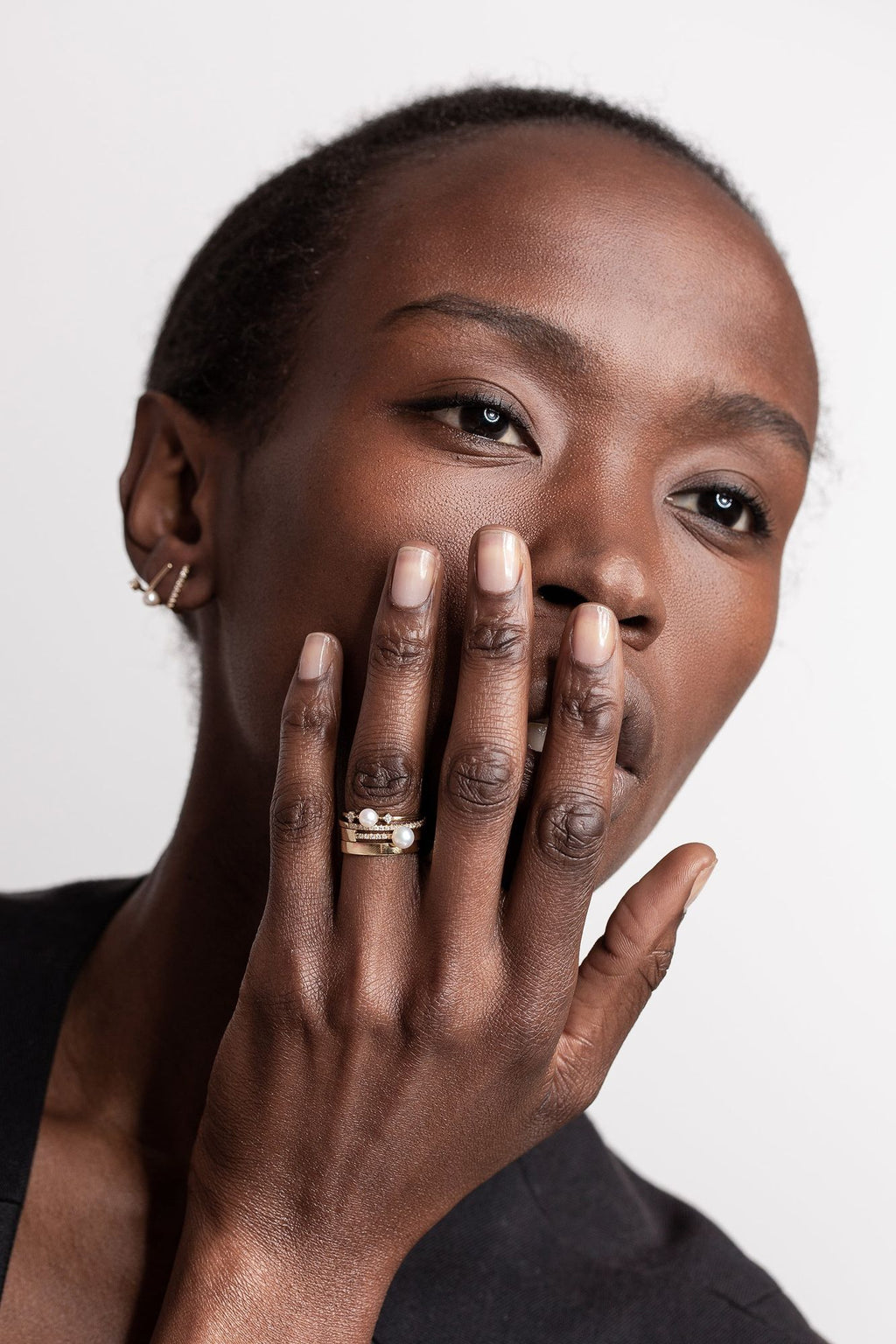 Double Diamond Pearl Ring 04