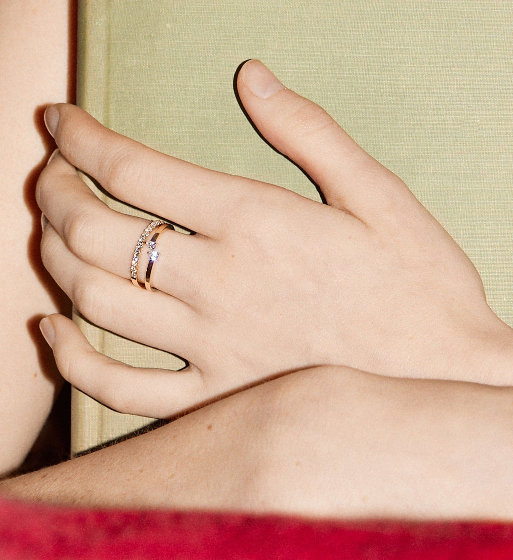 Double Pear Diamond Twisted Ring 0.14