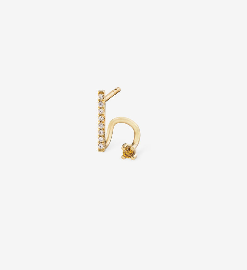 Floating Yellow Diamond Spiral Earring 0.08 - Single