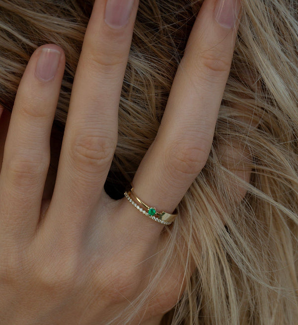 Emerald 0.06 14K Gold, Whitegold or Rosegold Ring w. Emerald