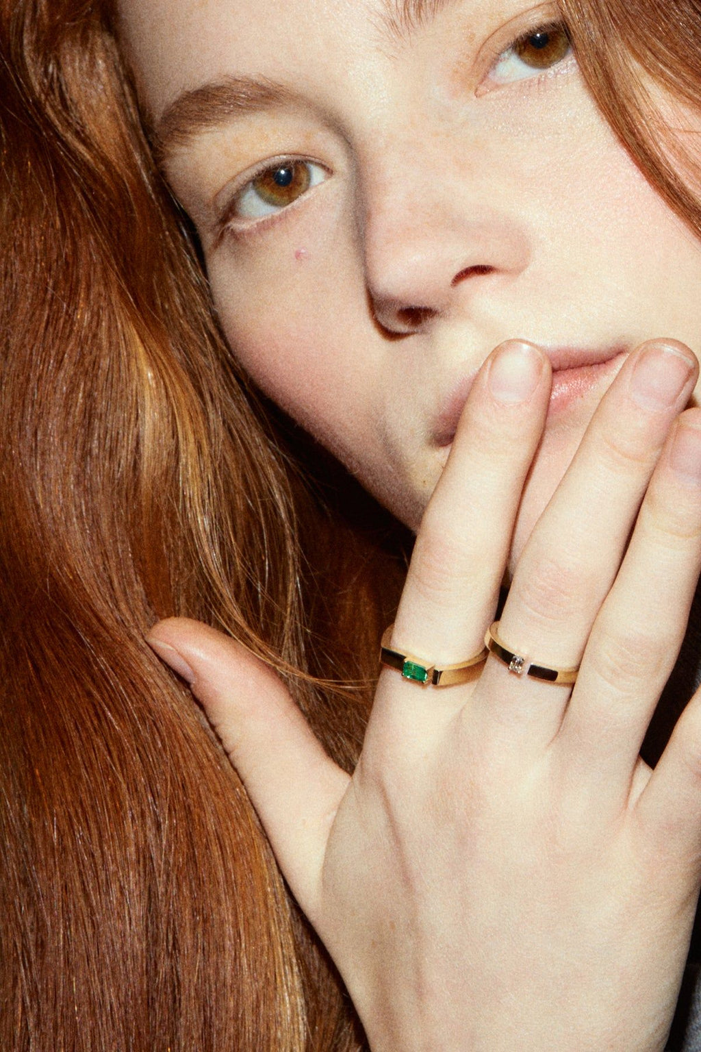 Emerald Split Bar Ring 0.28