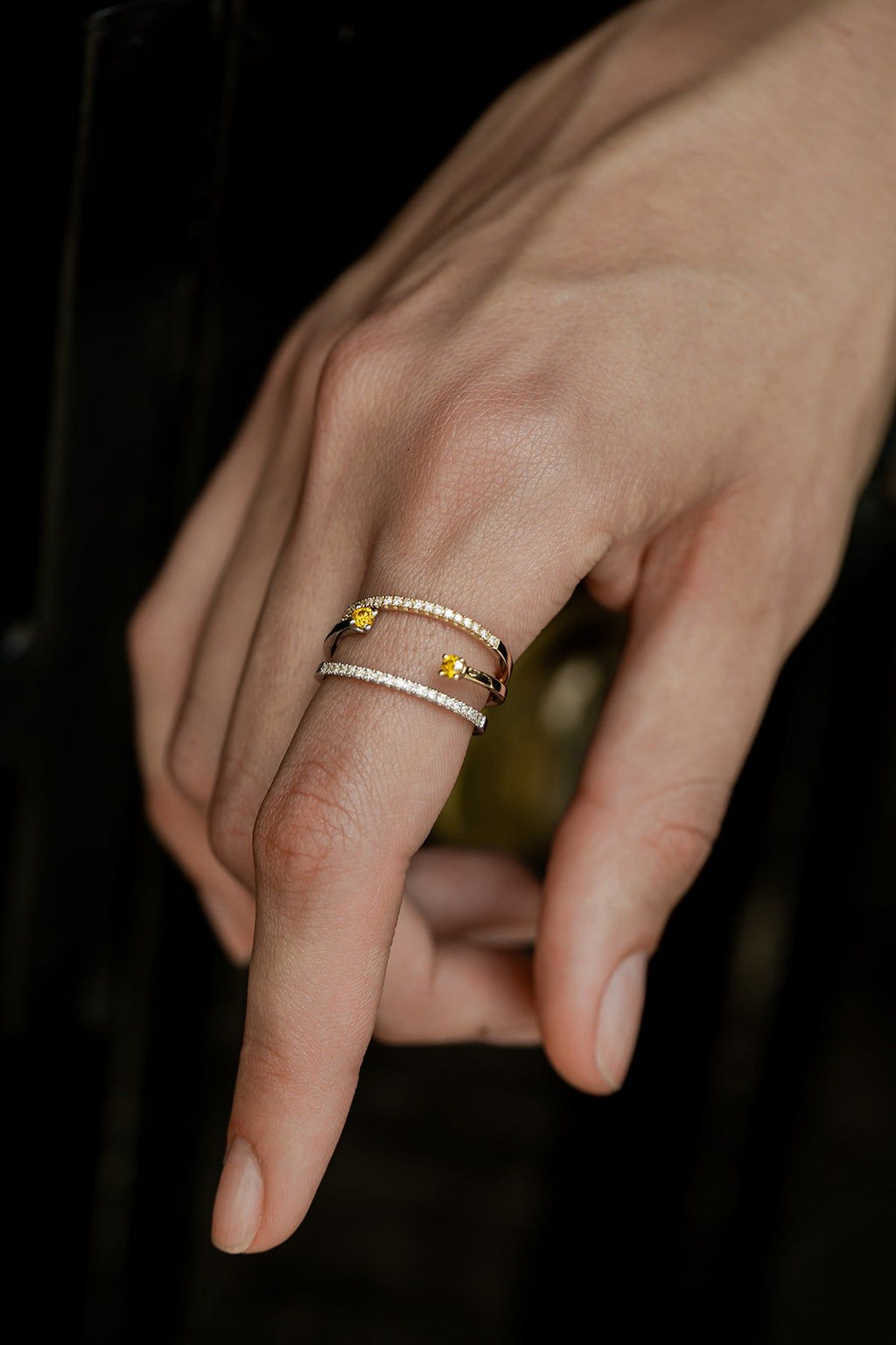 Yellow Diamond Spiral Ring 0.17