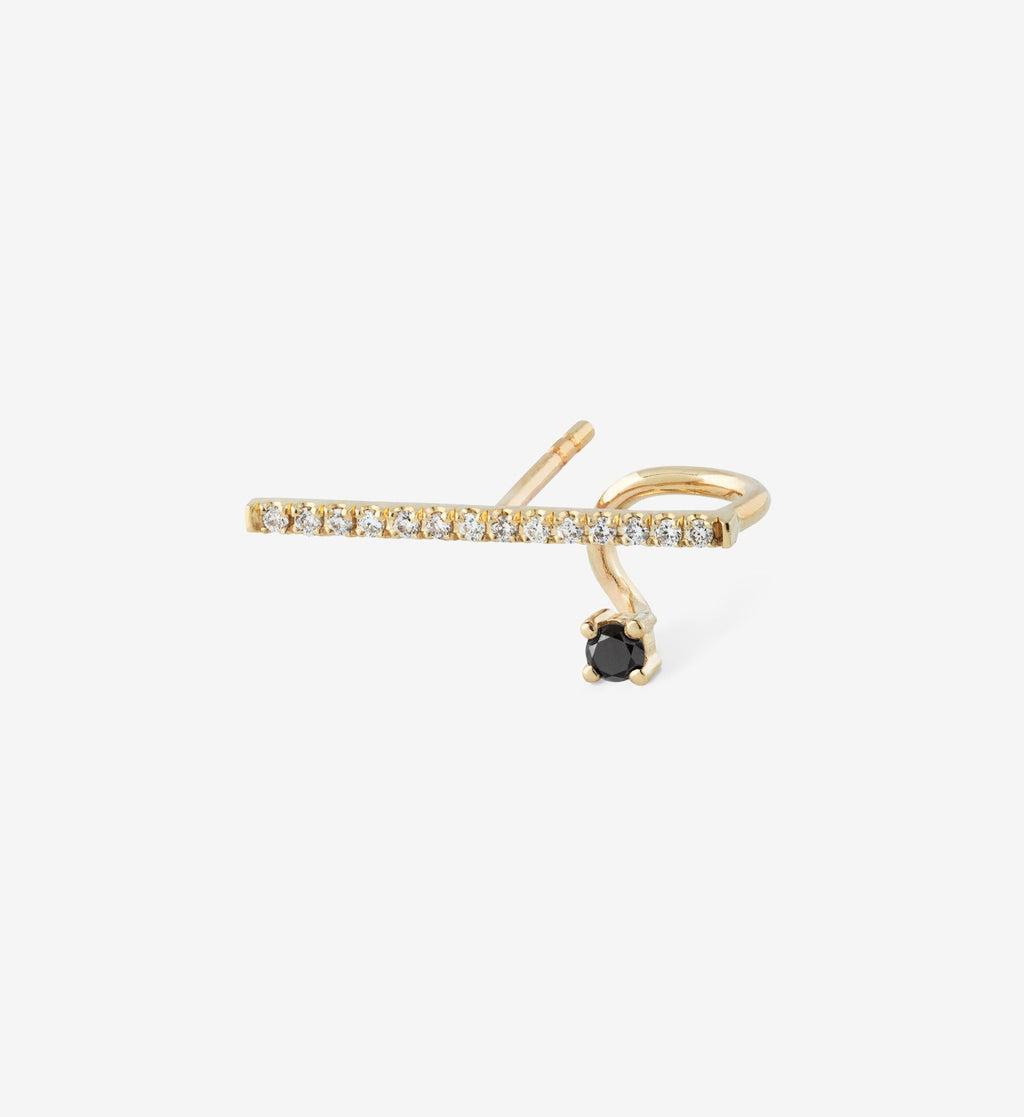 Horizontal Black Diamond Spiral Earring  0.12 - Single