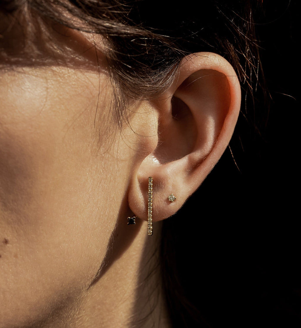 Horizontal Black Diamond Spiral Earring  0.12 - Single