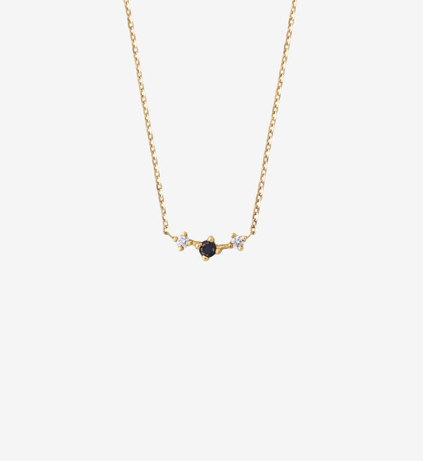 Trio Black Diamond Necklace 0.09 in 14K Yellow Gold