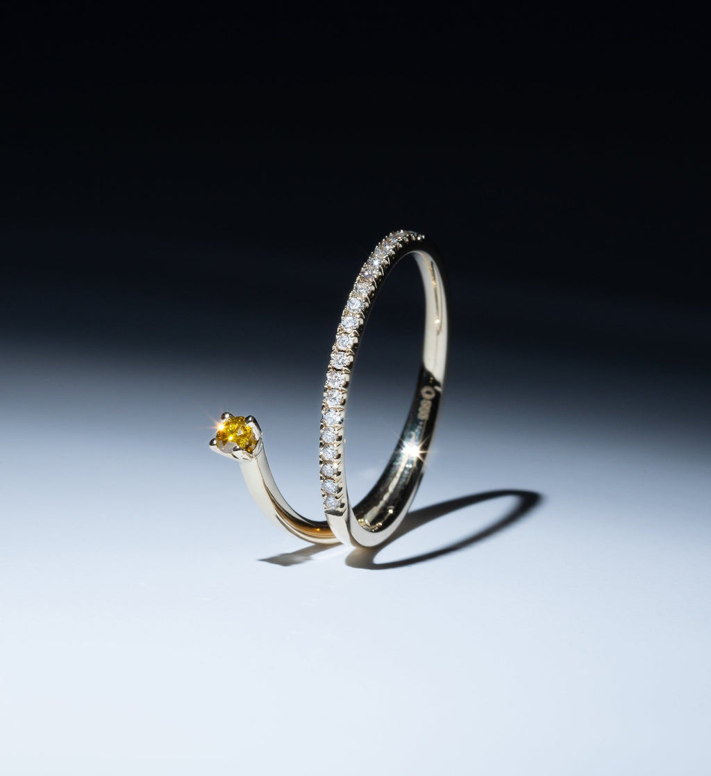 Yellow Diamond Spiral Ring 0.17