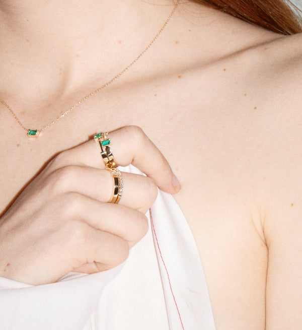 Short Emerald Pendant Gold Necklace for Women – JewelryByTm