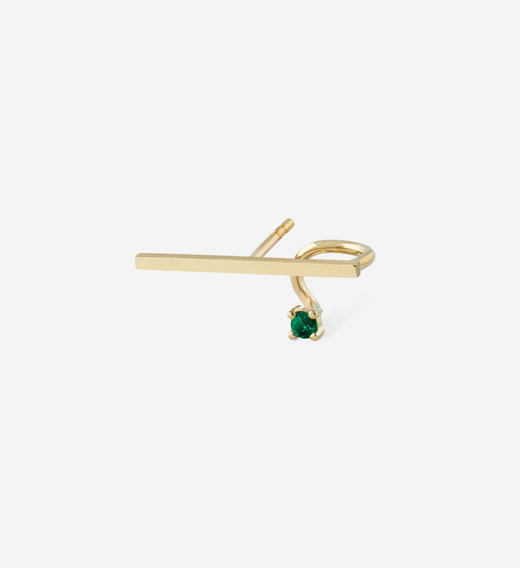 Horizontal Emerald Spiral Earring 0.05 - Single