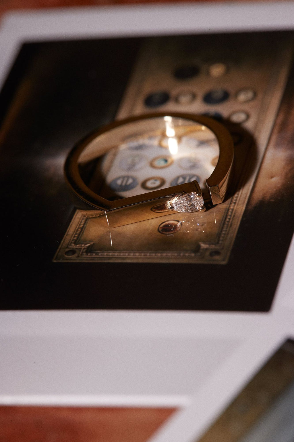 Pear Diamond Split Bar Ring 0.11