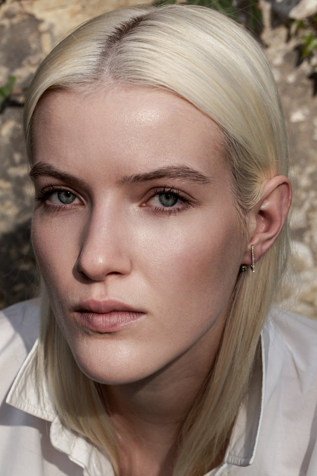 Floating Emerald Vertical Diamond Earring  0.13 - Single