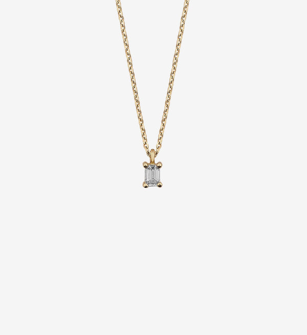 Smaragdschliff Diamant Tropfen Halskette 0.10 Kt.