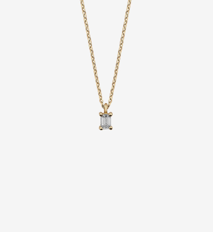 Emerald-Cut Diamond Drop Necklace 0.10