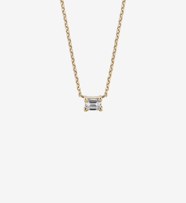 Horizontale Smaragdschliff Diamant-Halskette 0.10 Kt.