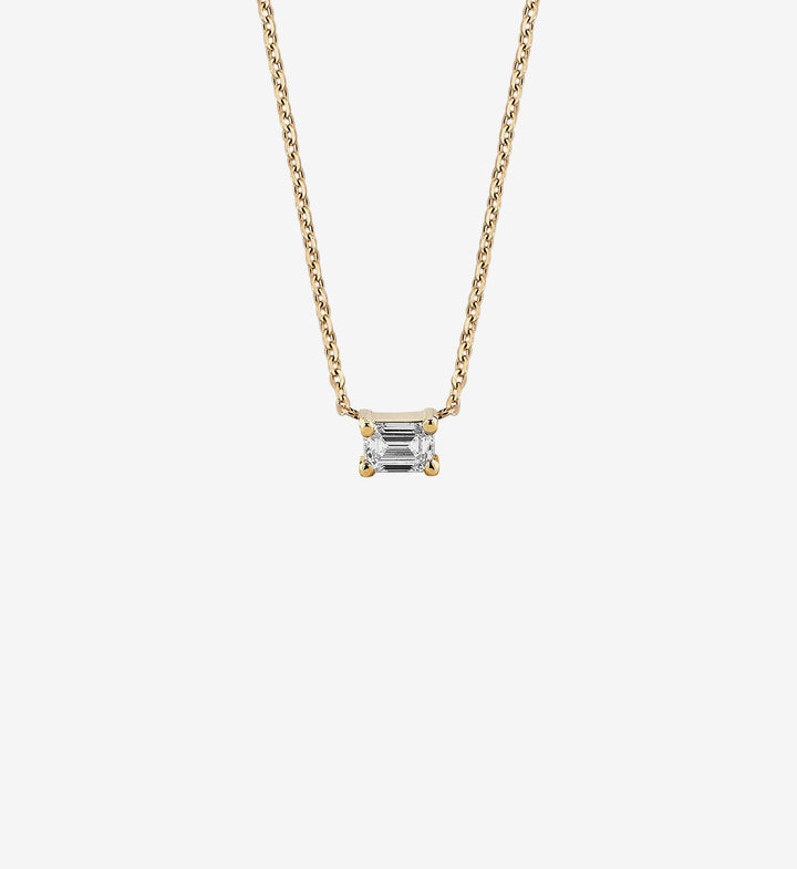 Horizontal Emerald-Cut Diamond Necklace 0.10