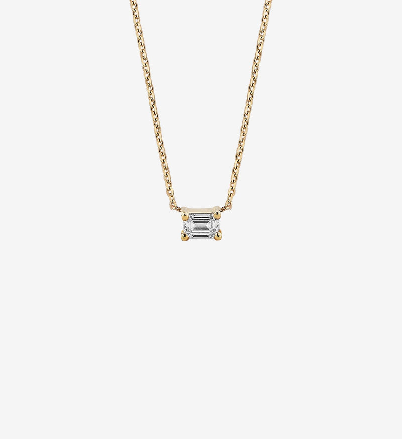 Horizontal Emerald-Cut Diamond Necklace 0.10