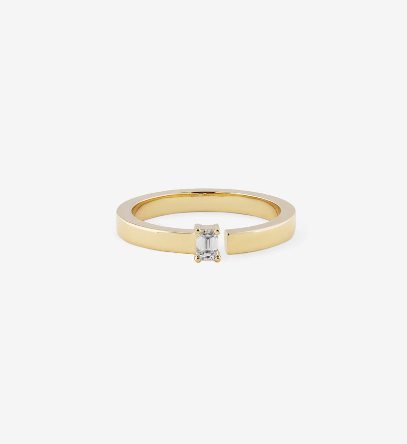 Emerald-Cut Diamond Split Ring 0.15