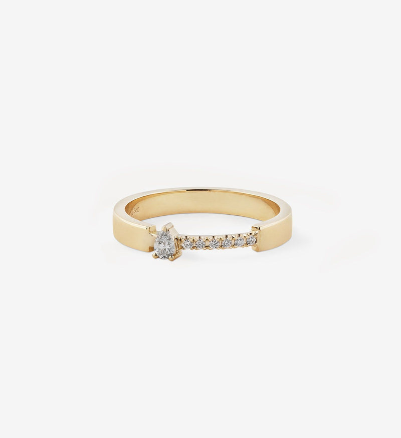 Massiver Ring I Birnen-Diamant 0.13 Kt. 