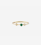 Double Diamond Emerald Ring 0.09 in 14K Gold