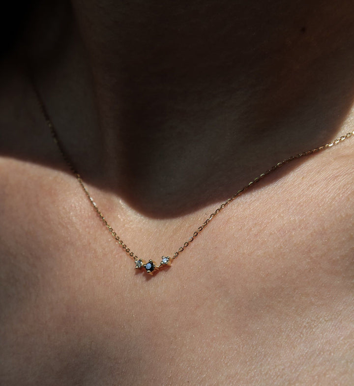 Trio Black Diamond Necklace 0.09 in 14K Yellow Gold