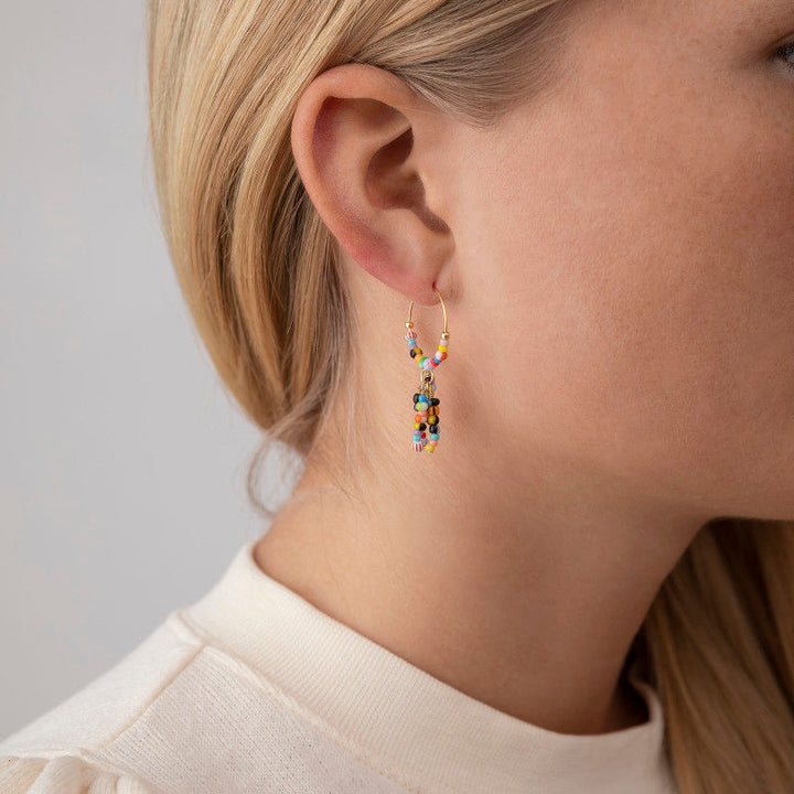 Octopussy Gold Plated Hoops w. Mixed colours Beads