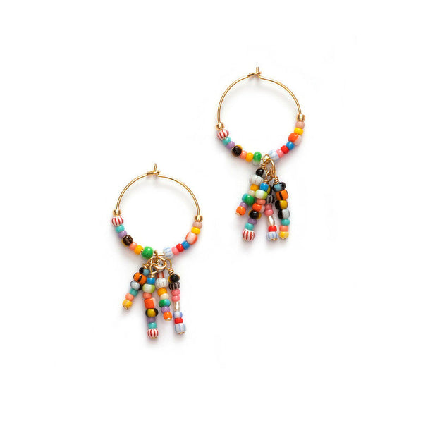 Octopussy Gold Plated Hoops w. Mixed colours Beads