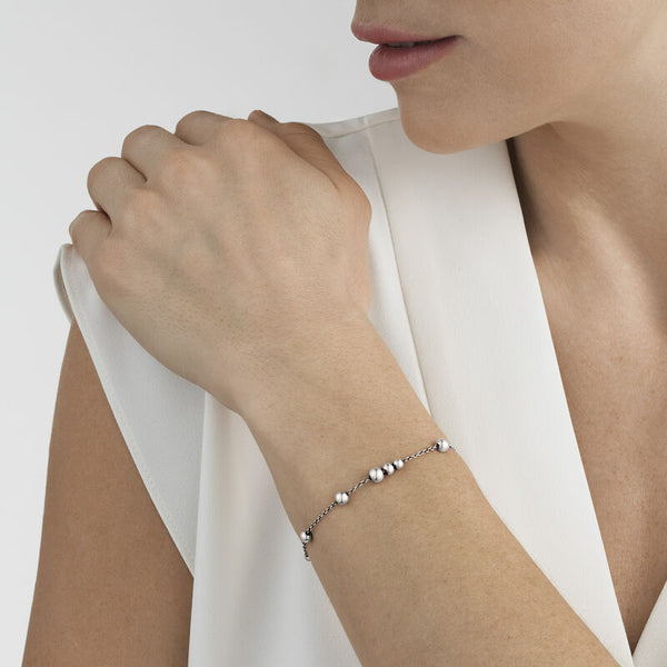 Dainty Silver Pyrite Bracelet - Two Toned Bracelet– Admirable Jewels