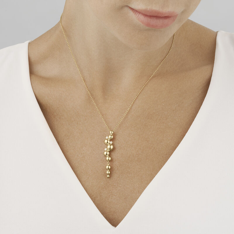 Moonlight Grapes long pendant 18K Gold Necklace w. Diamonds