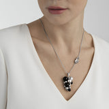 Large Black Moonlight Grapes Silver Necklace