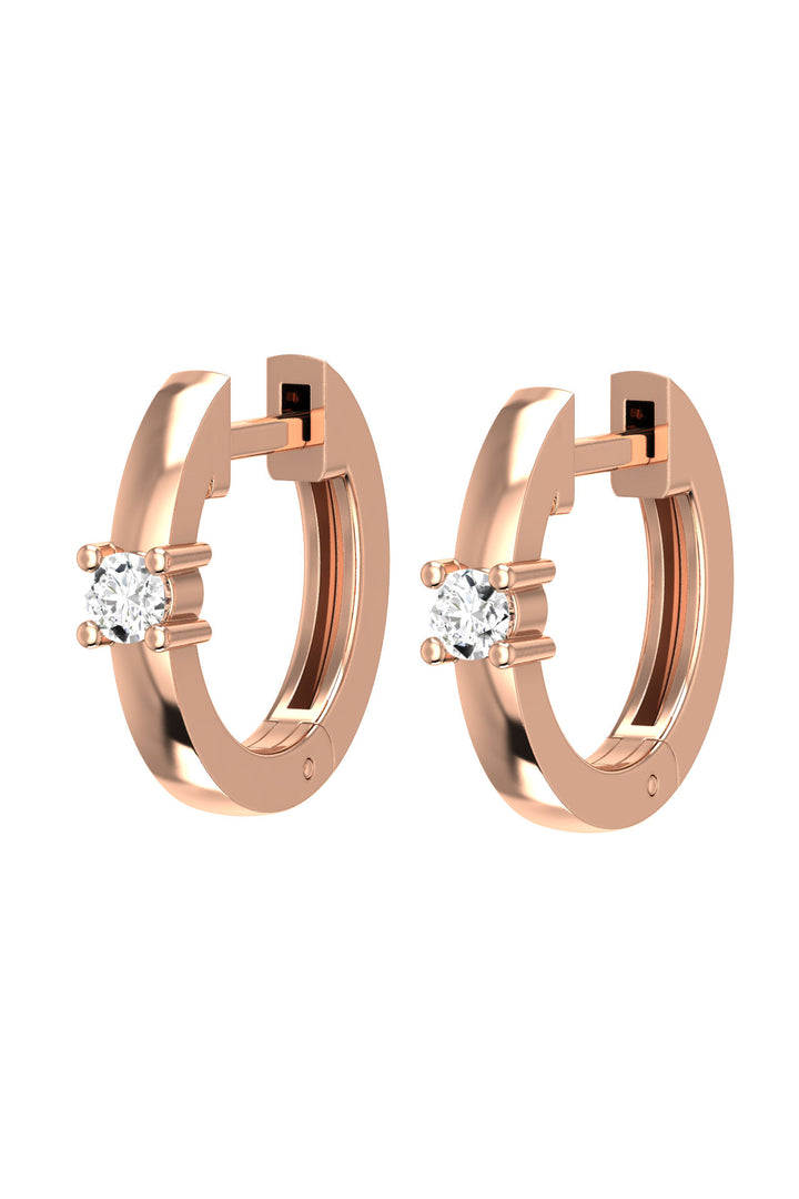 One 18K Rose Gold Hoop w. Lab-Grown Diamond