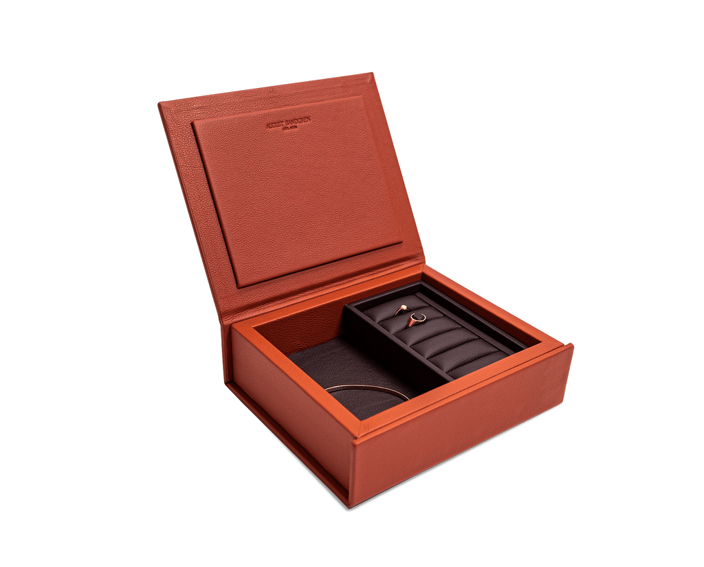 Apricot Leather Jewelry Box, Small