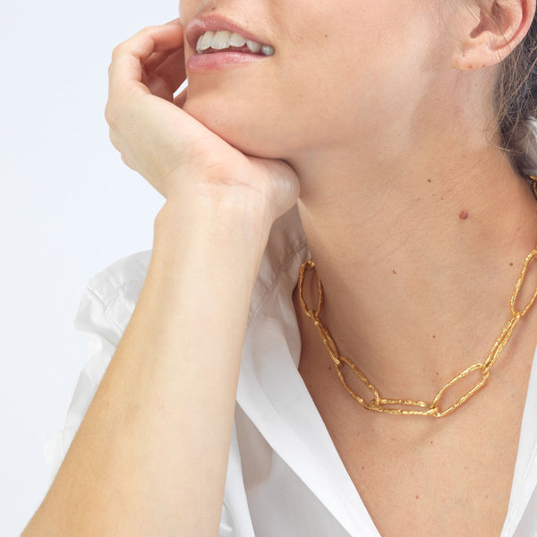 Oval Link Gold Plated Necklace