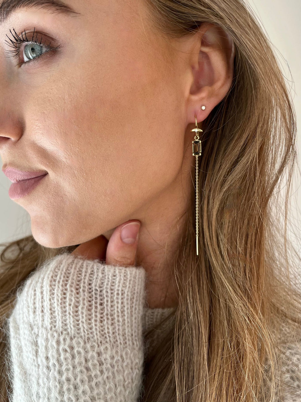 Nord Purity 18K Gold Long Pendant w. Quartz & Diamond