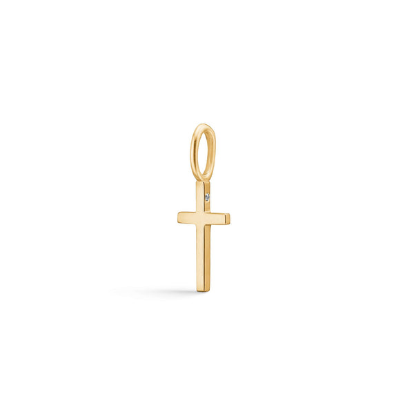 Rock Cross 18K Gold Pendant w. Diamond