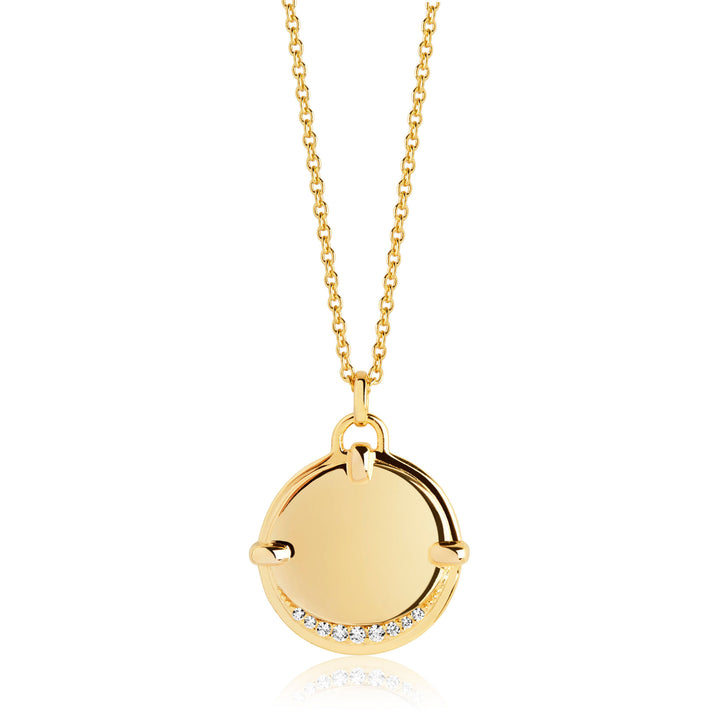 Portofino Grande Gold Plated Necklace w. White Zirconias