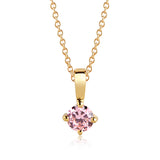 Princess Piccolo Round Gold Plated Necklace w. Pink Zirconias