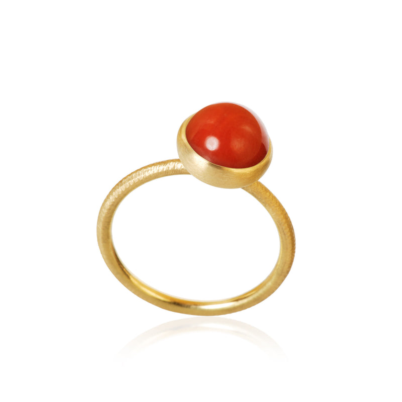 Cynosure of geometical design Red Coral ring