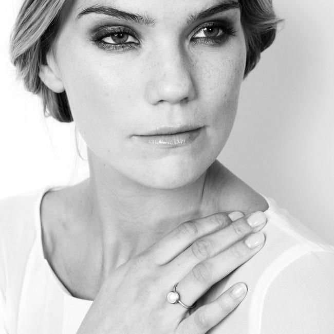 Small Pacific Silver Ring w. Aquamarine