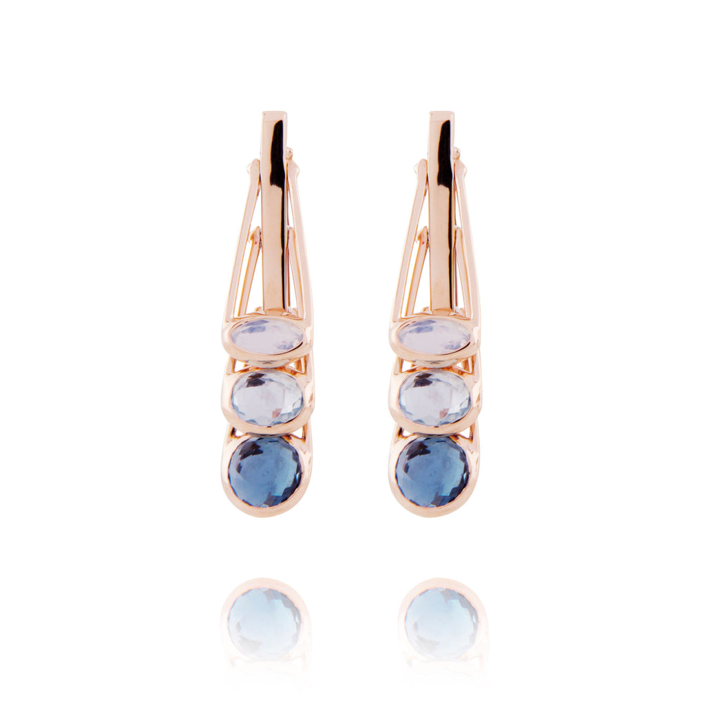 Petites Dancing 18K Rosegold Earrings w. Quartz & Topaz
