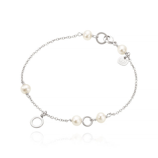 Piccolo Silver Bracelet w. White Pearls