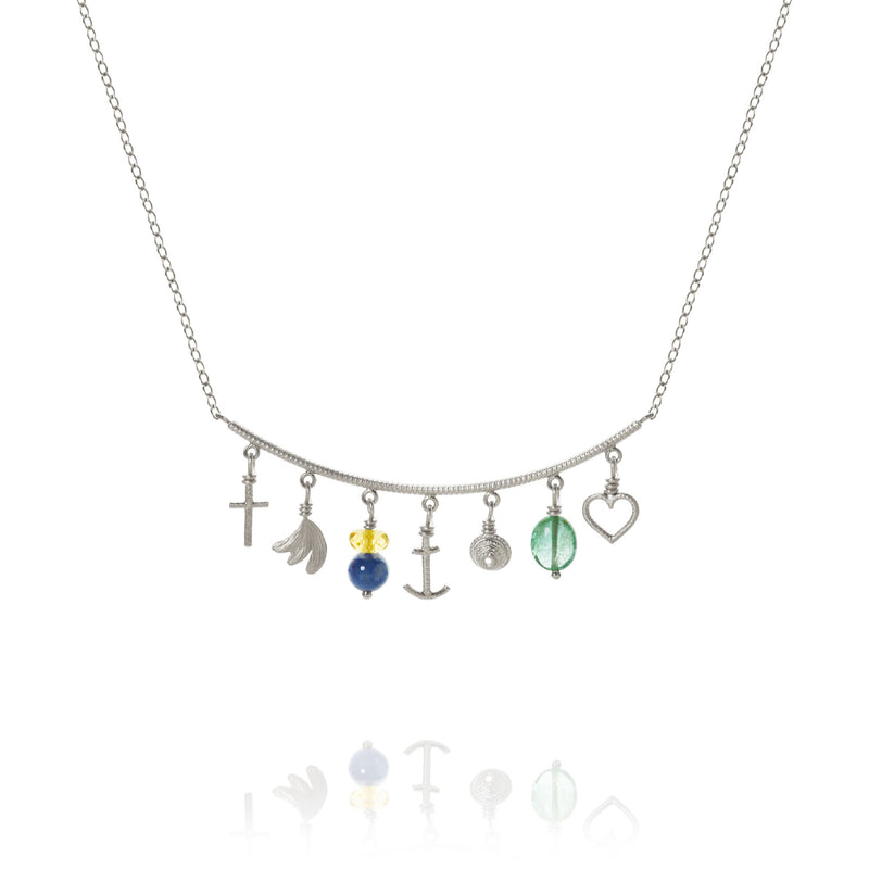 Linea Piccolo Sea Breeze Silver Necklace w. Citrin & Emerald