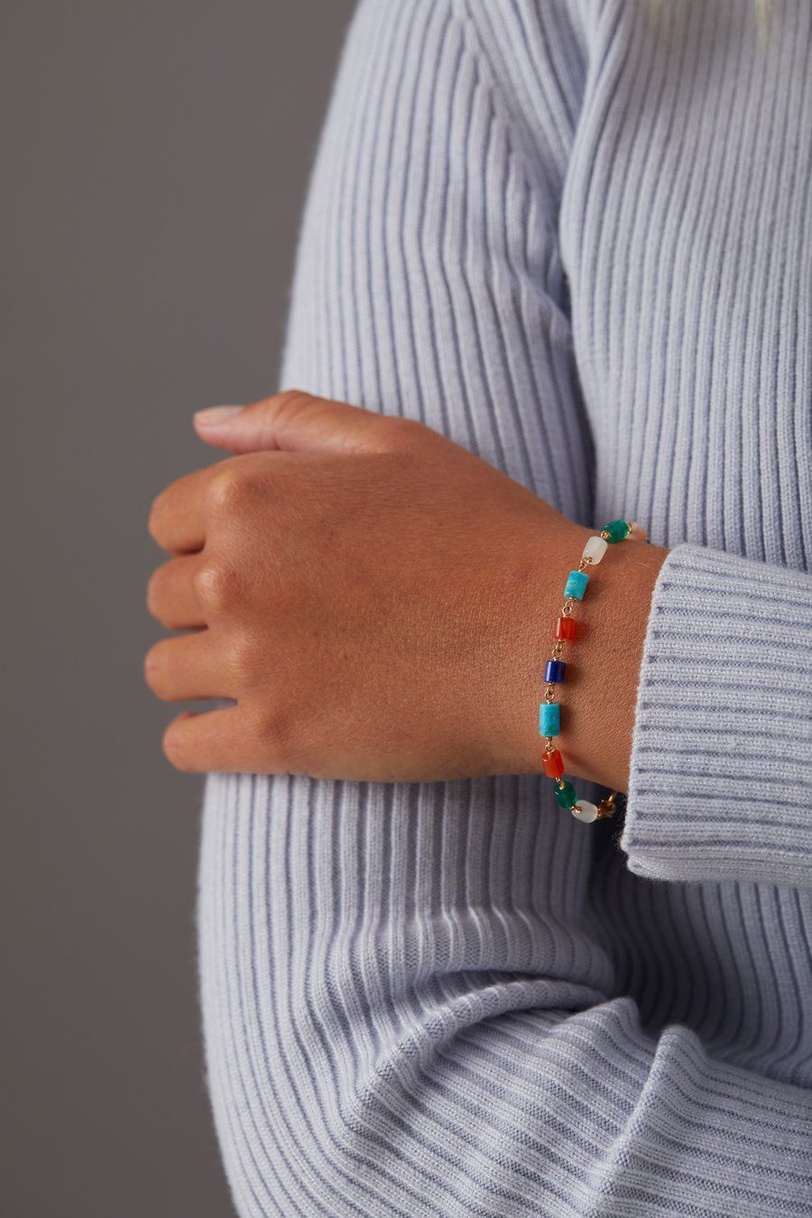 Piccolo Holiday Limited Edition Armband 18K vergoldet I Mondstein, Onyx, Karneol, Türkis & Lapis