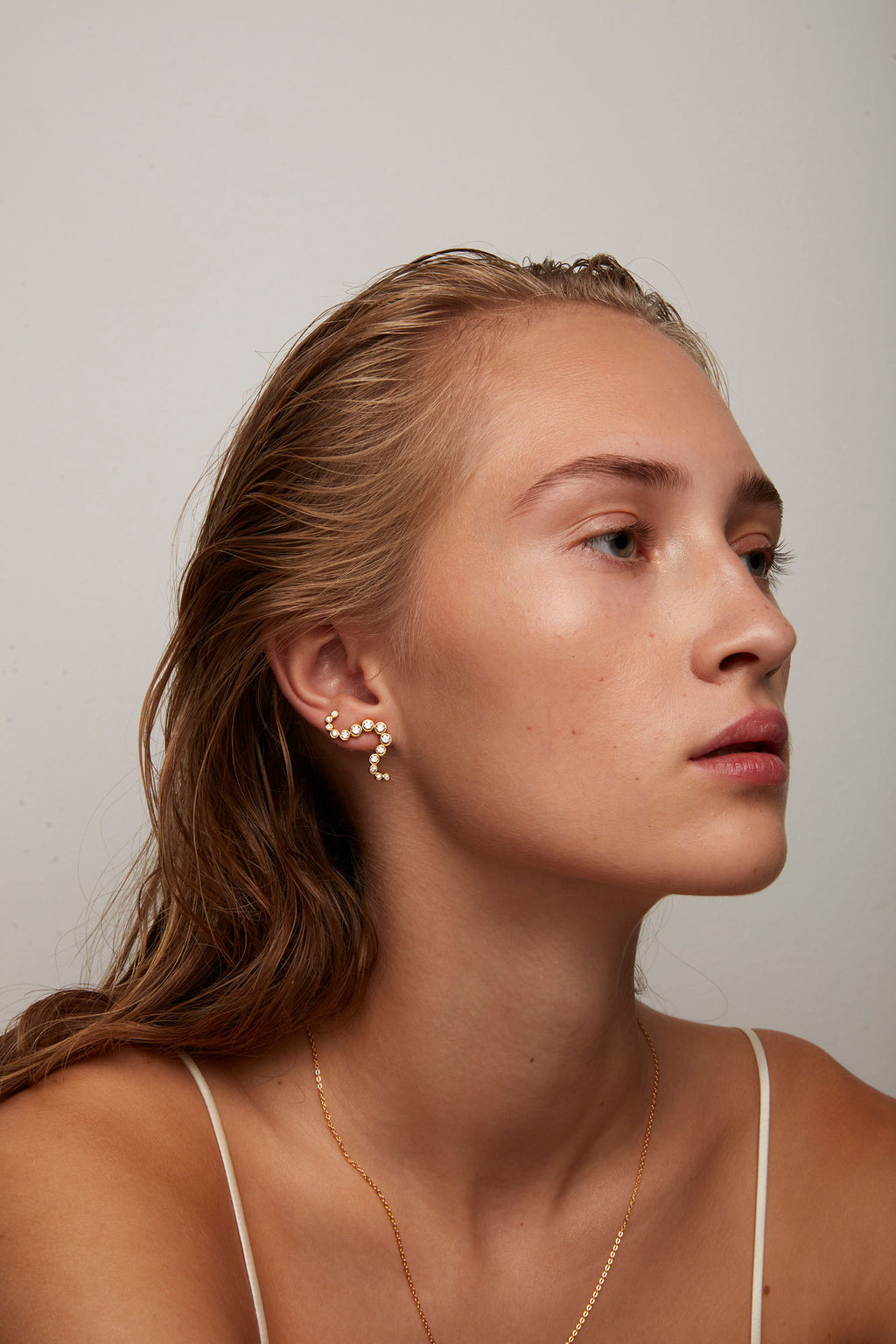 The Star Gold Plated Earring w. White Zirconia