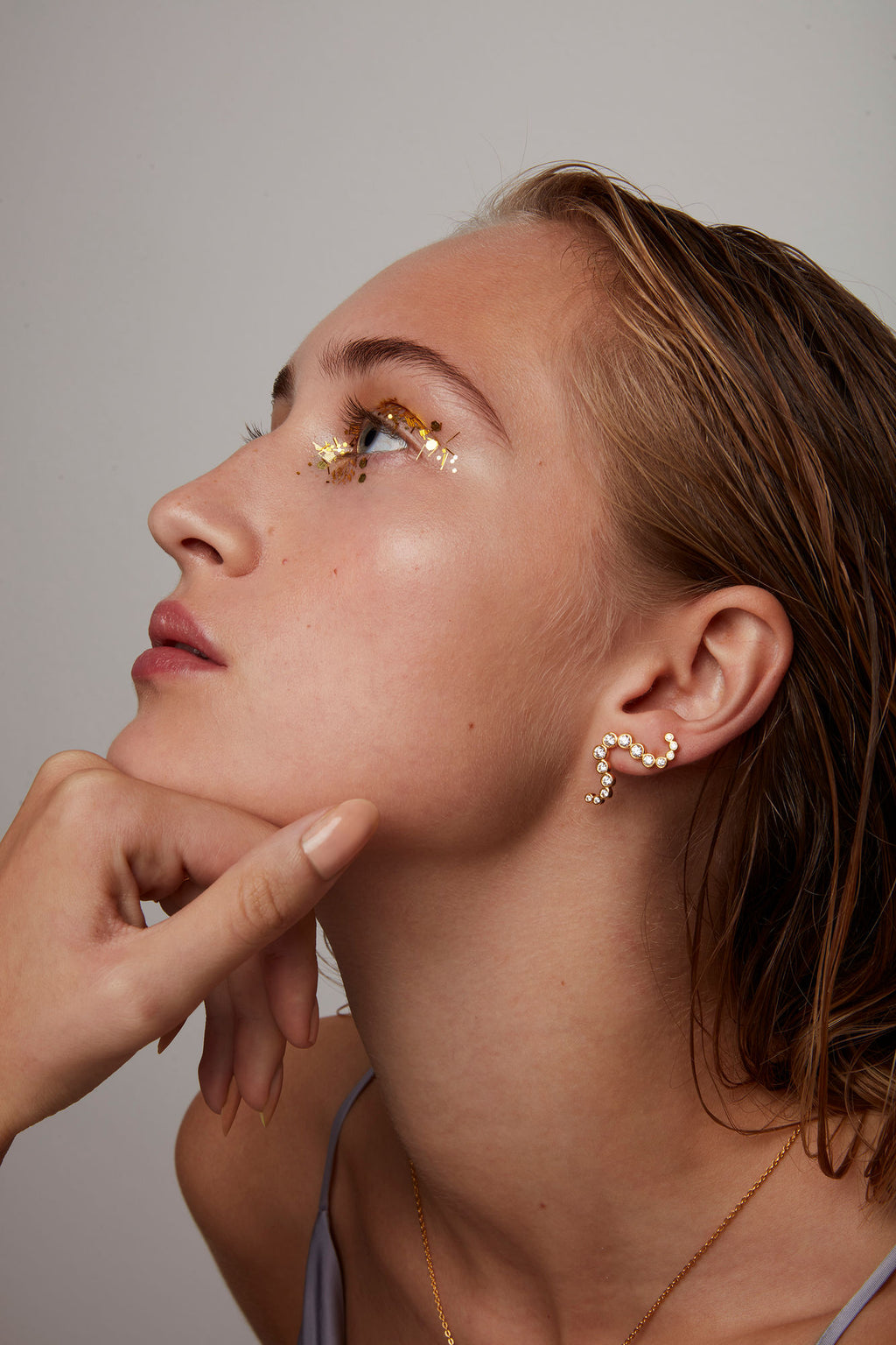 The Star Gold Plated Earring w. White Zirconia
