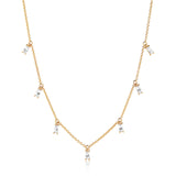 Princess Baquette Gold Plated Necklace w. White Zirconias