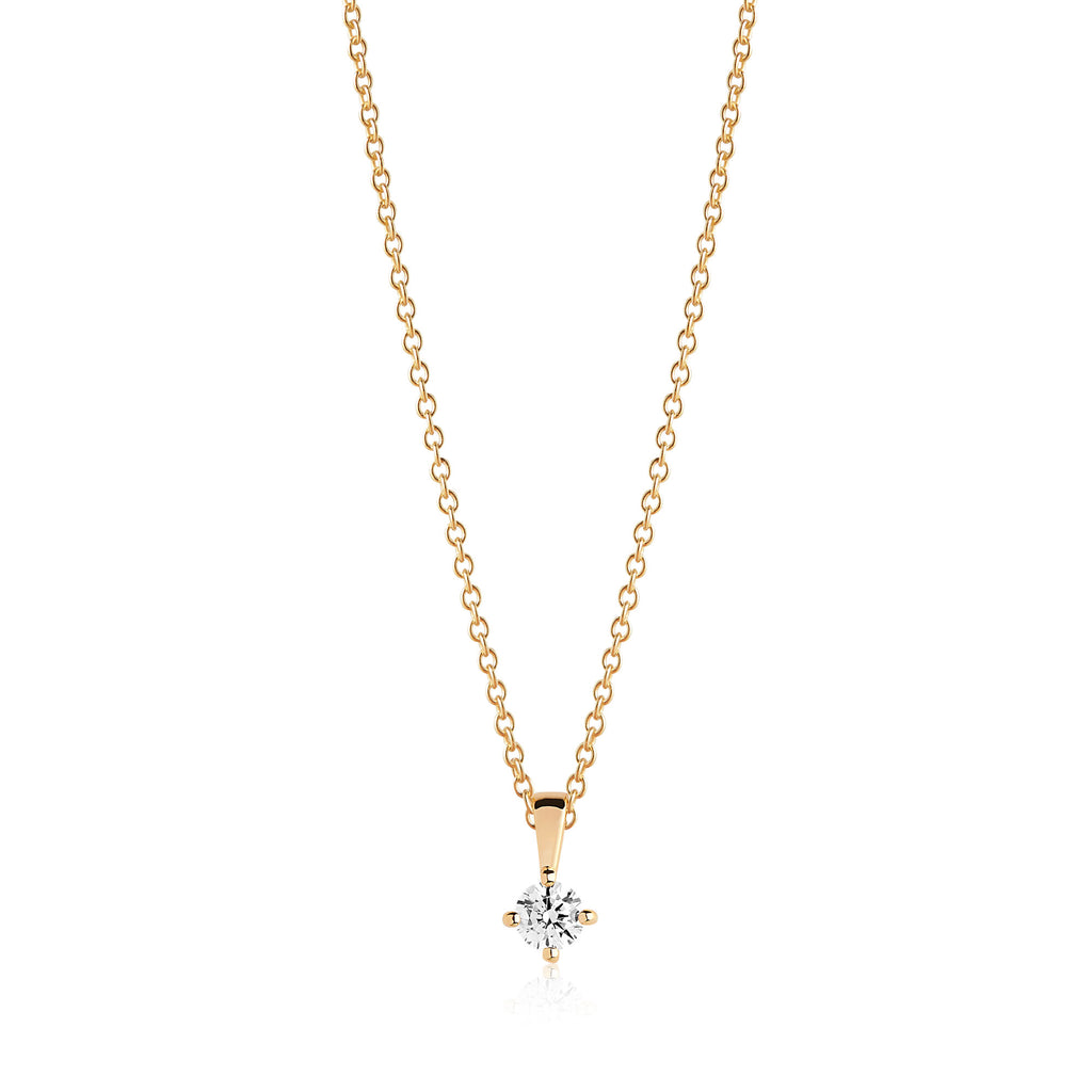 Princess Piccolo 4 mm. Gold Plated Necklace w. White Zirconias