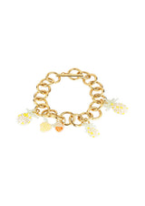 Chunky Pineapple Bracelet Gold Plated, Mixed coloured Beads
