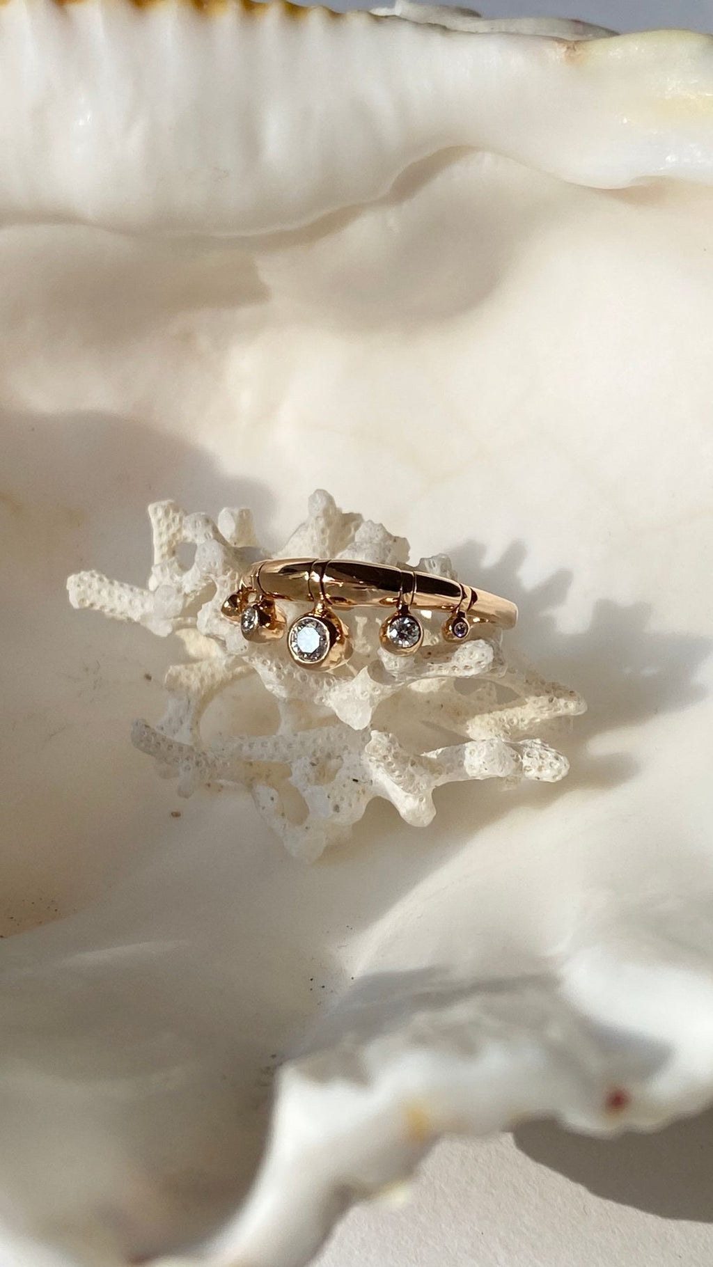 Swinging Pampille 18K Rosegold Ring w. Diamond & Tourmalines