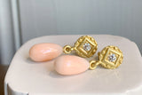 Piqué 18K Gold Earrings w. Diamonds & Coral