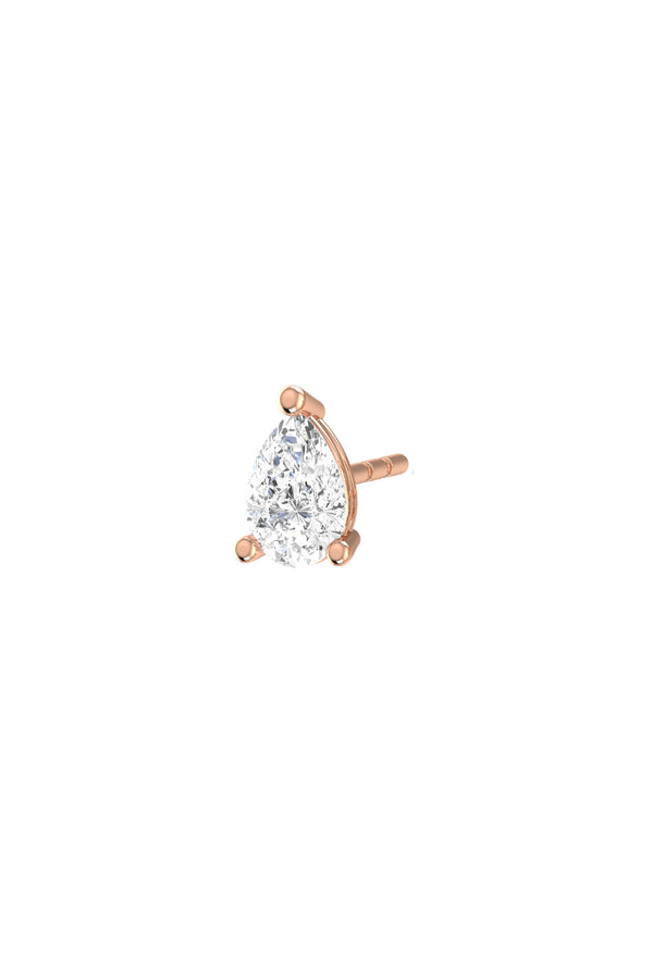 Pear Piercing 18K Rose Gold Earring w. Lab-Grown Diamond